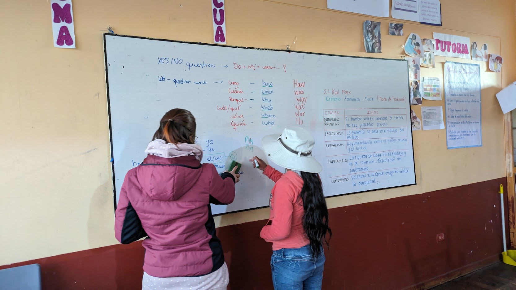 Students in a Quechua-English language class
